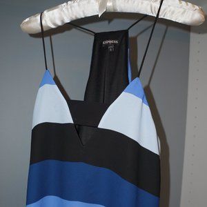 Express Cutout Blue & Black Striped Blouse